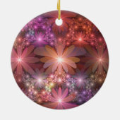 花のベッド光沢のあるカラフル抽象芸術フラクタルアート セラミックオーナメント (裏面)