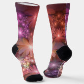 花のベッド光沢のあるカラフル抽象芸術フラクタルアート ソックス (傾斜あり)