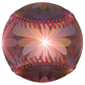 花のベッド光沢のあるカラフル抽象芸術フラクタルアート ソフトボール (裏面)