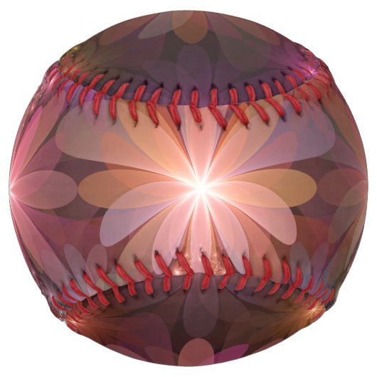 花のベッド光沢のあるカラフル抽象芸術フラクタルアート ソフトボール (正面)