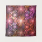 花のベッド光沢のあるカラフル抽象芸術フラクタルアート タペストリー (正面(横))