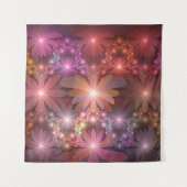 花のベッド光沢のあるカラフル抽象芸術フラクタルアート タペストリー (正面)