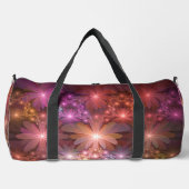 花のベッド光沢のあるカラフル抽象芸術フラクタルアート ダッフルバッグ (正面)