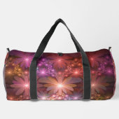 花のベッド光沢のあるカラフル抽象芸術フラクタルアート ダッフルバッグ (裏面)