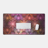 花のベッド光沢のあるカラフル抽象芸術フラクタルアート デスクマット (キーボード&マウス)