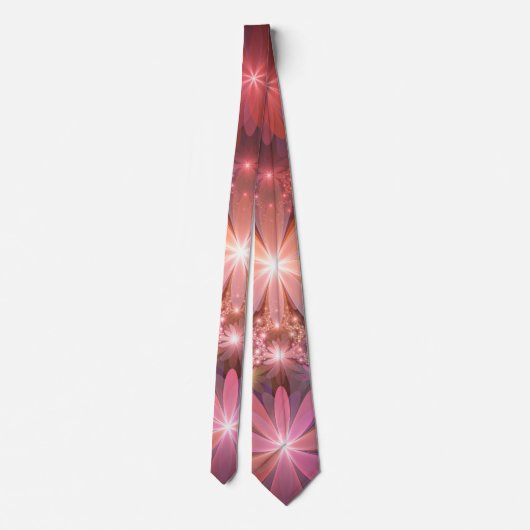 花のベッド光沢のあるカラフル抽象芸術フラクタルアート ネクタイ (裏面)
