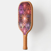 花のベッド光沢のあるカラフル抽象芸術フラクタルアート ピックルボールラケット (左)