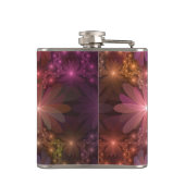 花のベッド光沢のあるカラフル抽象芸術フラクタルアート フラスク (裏面)