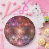 花のベッド光沢のあるカラフル抽象芸術フラクタルアート ペーパープレート (パーティー)