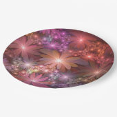 花のベッド光沢のあるカラフル抽象芸術フラクタルアート ペーパープレート (アングル)