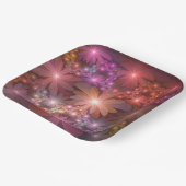 花のベッド光沢のあるカラフル抽象芸術フラクタルアート ペーパープレート (傾斜あり)