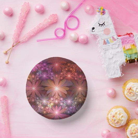 花のベッド光沢のあるカラフル抽象芸術フラクタルアート ペーパーボウル (パーティー)