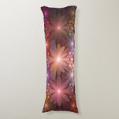 花のベッド光沢のあるカラフル抽象芸術フラクタルアート ボディピロー (正面縦)