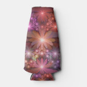 花のベッド光沢のあるカラフル抽象芸術フラクタルアート ボトルクーラー (正面)