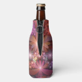 花のベッド光沢のあるカラフル抽象芸術フラクタルアート ボトルクーラー (ボトル裏面)
