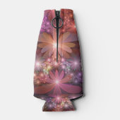 花のベッド光沢のあるカラフル抽象芸術フラクタルアート ボトルクーラー (裏面)