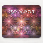 花のベッド光沢のあるカラフル抽象芸術フラクタルアート マウスパッド (正面)