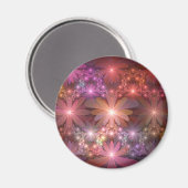 花のベッド光沢のあるカラフル抽象芸術フラクタルアート マグネット (正面/裏面)