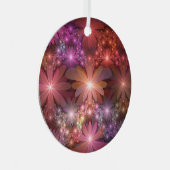 花のベッド光沢のあるカラフル抽象芸術フラクタルアート メタルオーナメント (正面右)