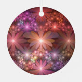 花のベッド光沢のあるカラフル抽象芸術フラクタルアート メタルオーナメント (裏面)