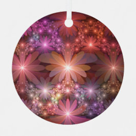 花のベッド光沢のあるカラフル抽象芸術フラクタルアート メタルオーナメント