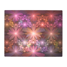 花のベッド光沢のあるカラフル抽象芸術フラクタルアート メタルプリント