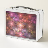 花のベッド光沢のあるカラフル抽象芸術フラクタルアート メタルランチボックス (裏面)