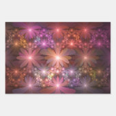 花のベッド光沢のあるカラフル抽象芸術フラクタルアート ラッピングペーパーシート (正面2)