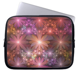 花のベッド光沢のあるカラフル抽象芸術フラクタルアート ラップトップスリーブ