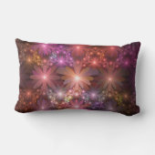 花のベッド光沢のあるカラフル抽象芸術フラクタルアート ランバークッション (裏面)