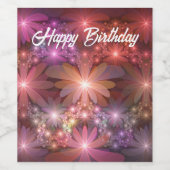 花のベッド光沢のあるカラフル抽象芸術フラクタルアート ワインラベル (シングルラベル)