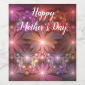 花のベッド光沢のあるカラフル抽象芸術フラクタルアート ワインラベル (シングルラベル)