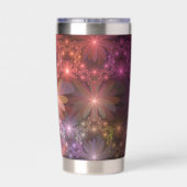 花のベッド光沢のあるカラフル抽象芸術フラクタルアート 保温保冷タンブラー (背面)