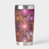 花のベッド光沢のあるカラフル抽象芸術フラクタルアート 保温保冷タンブラー (正面)