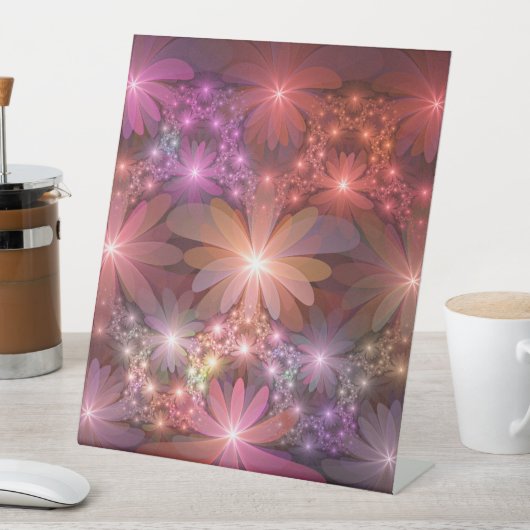 花のベッド光沢のあるカラフル抽象芸術フラクタルアート 台座サイン (インサイチュ)