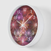 花のベッド光沢のあるカラフル抽象芸術フラクタルアート 壁時計 (傾斜)