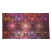 花のベッド光沢のあるカラフル抽象芸術フラクタルアート 枕カバー (裏面)