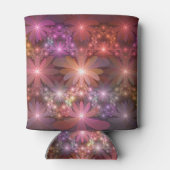 花のベッド光沢のあるカラフル抽象芸術フラクタルアート 缶クーラー (裏面)