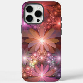 花のベッド光沢のあるカラフル抽象芸術フラクタルアート iPhone 16 PRO MAXケース