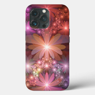 花のベッド光沢のあるカラフル抽象芸術フラクタルアート iPhone 13 PROケース