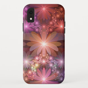 花のベッド光沢のあるカラフル抽象芸術フラクタルアート iPhone XRケース