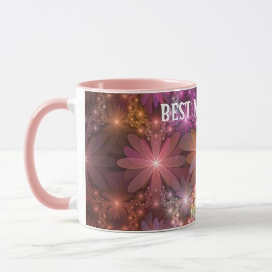 花のベッド光沢のある抽象芸術フラクタルアートマ最高のマ マグカップ (左)
