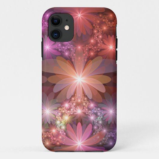 花のベッド カラフルな光沢のある抽象的なフラクタルアート Case-Mate iPhoneケース (裏面)