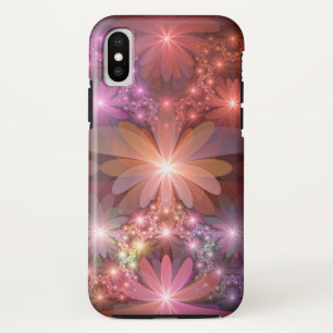 花のベッド カラフルな光沢のある抽象的なフラクタルアート iPhone XSケース