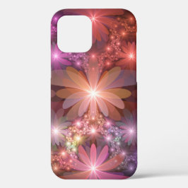 花のベッド カラフルな光沢のある抽象的なフラクタルアート iPhone 12 PROケース