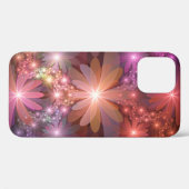 花のベッド カラフルな光沢のある抽象的なフラクタルアート Case-Mate iPhoneケース (裏面 (横))
