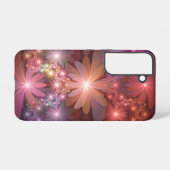花のベッド カラフルな光沢のある抽象的なフラクタルアート SAMSUNG GALAXYケース (裏面横)