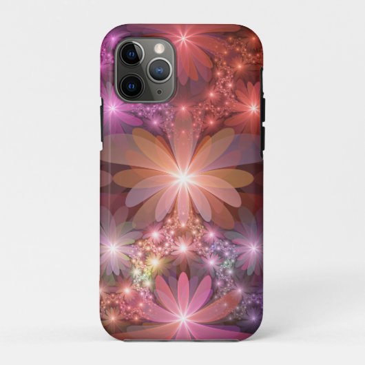 花のベッド カラフルな輝きの抽象的なフラクタルアート Case-Mate iPhoneケース (裏面)
