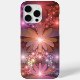 花のベッド カラフルな輝きの抽象的なフラクタルアート iPhone 15 PRO MAXケース
