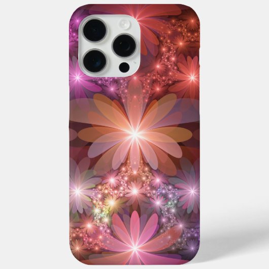 花のベッド カラフルな輝きの抽象的なフラクタルアート Case-Mate iPhoneケース (裏面)